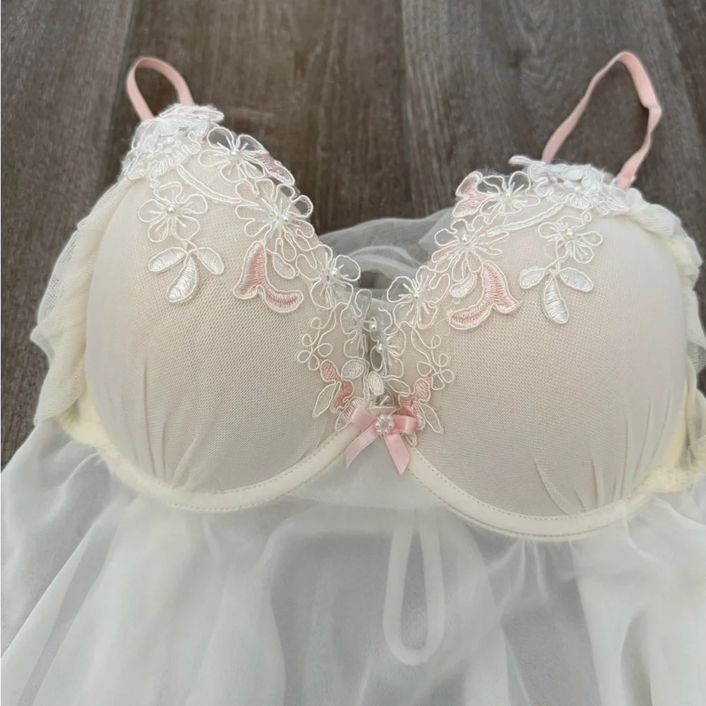 NWT In Bloom by Jonquil Chic Cream Lace Chemise Set - Picture 3 of 5